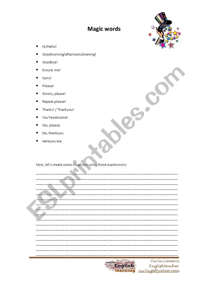 Magic Words worksheet