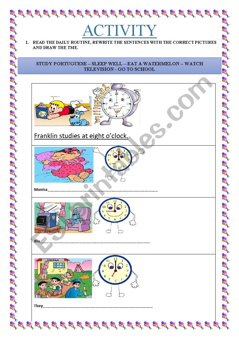 Present Simple and Times worksheet