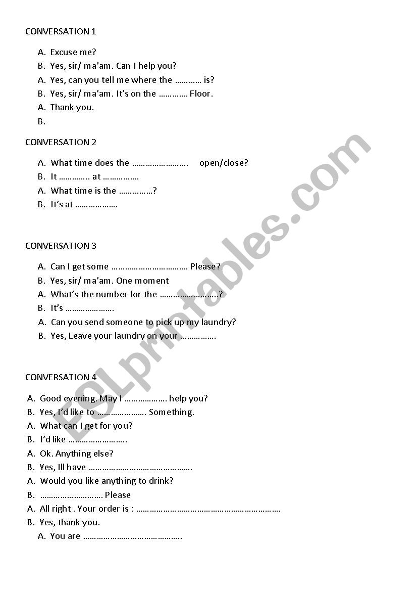 Conversations worksheet