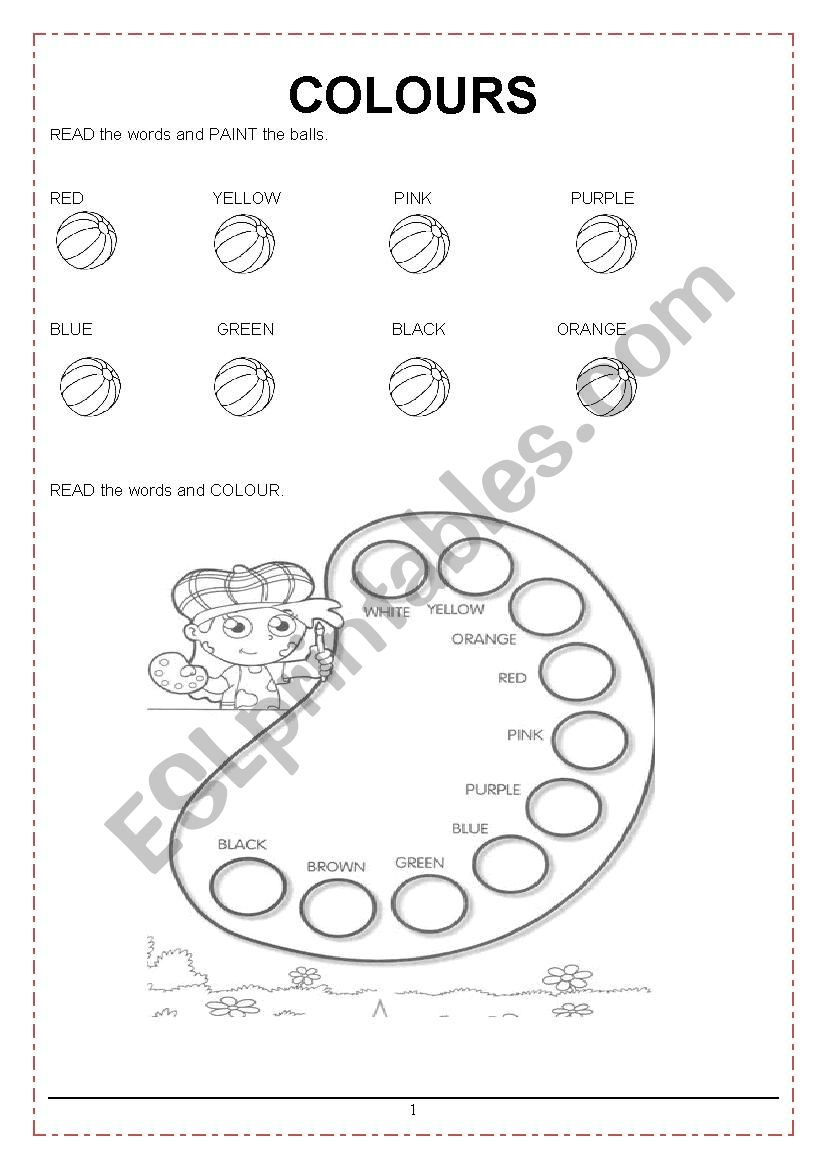 Colours worksheet