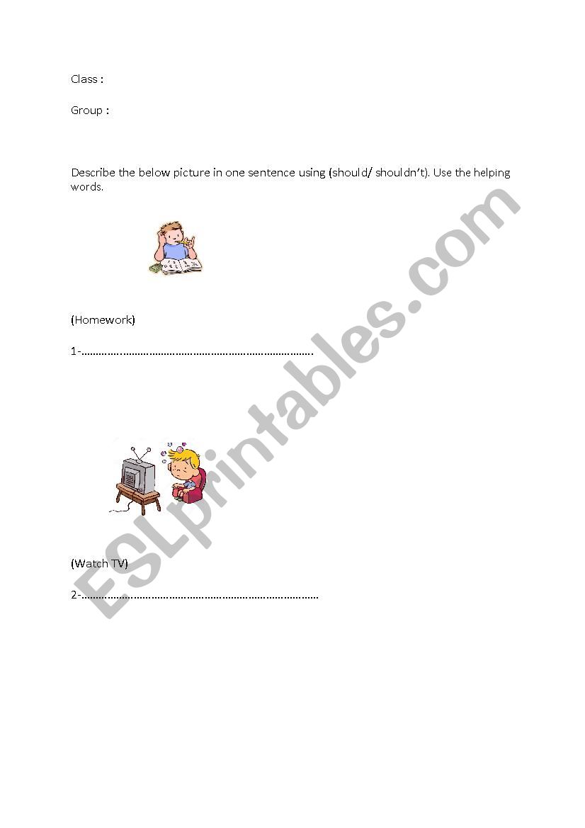 should/ shouoldnt worksheet