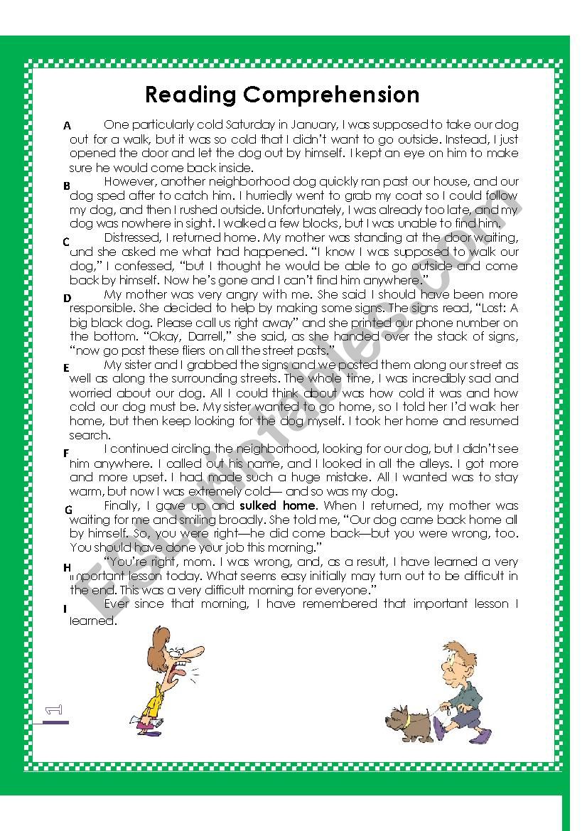 Reading Comprehension worksheet