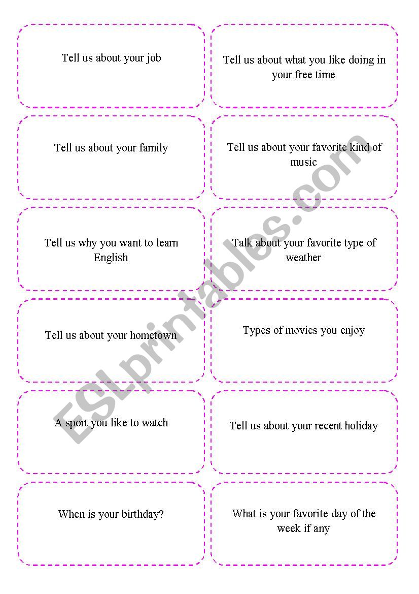 Ice-breaker worksheet