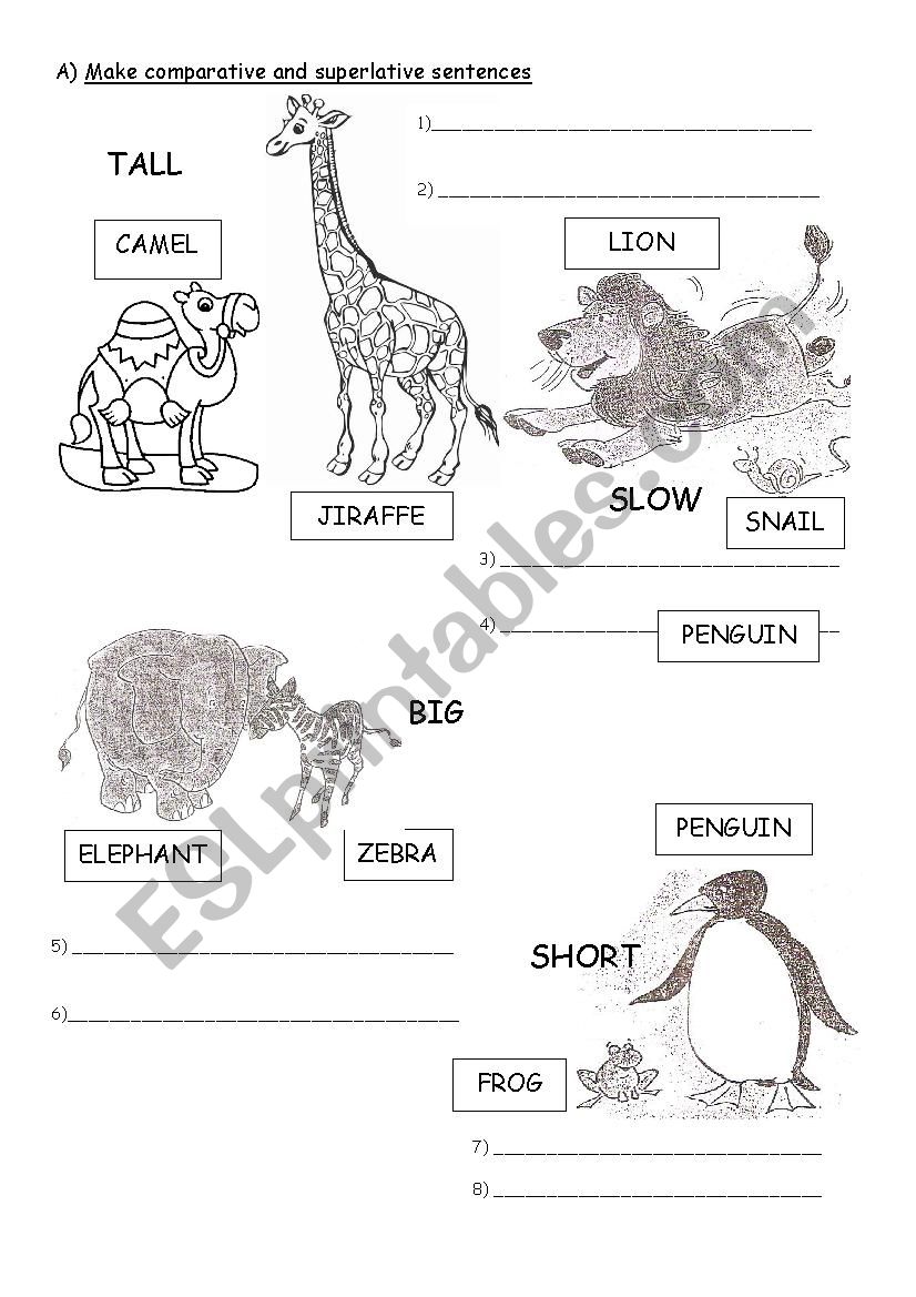 Comparatives and superlatives worksheet