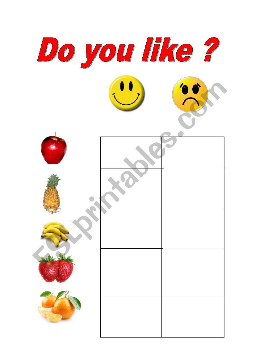 food worksheet