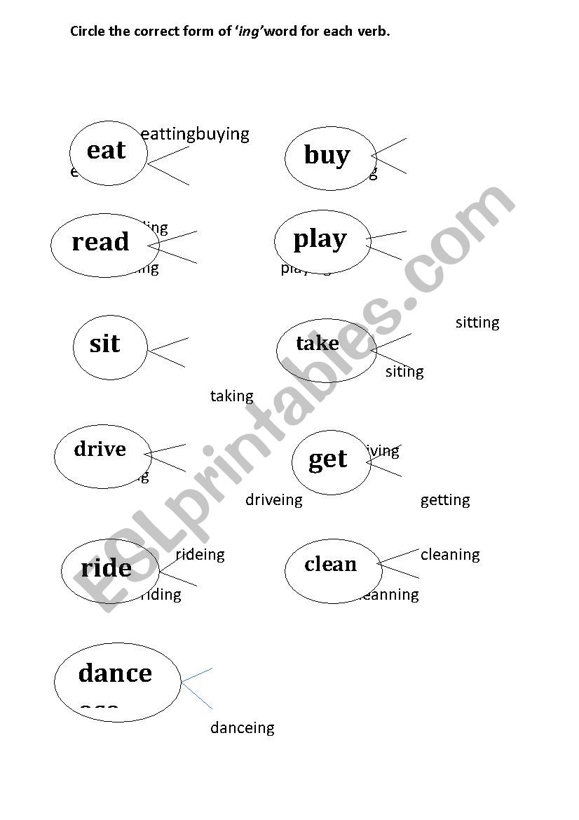 +ing verbs worksheet