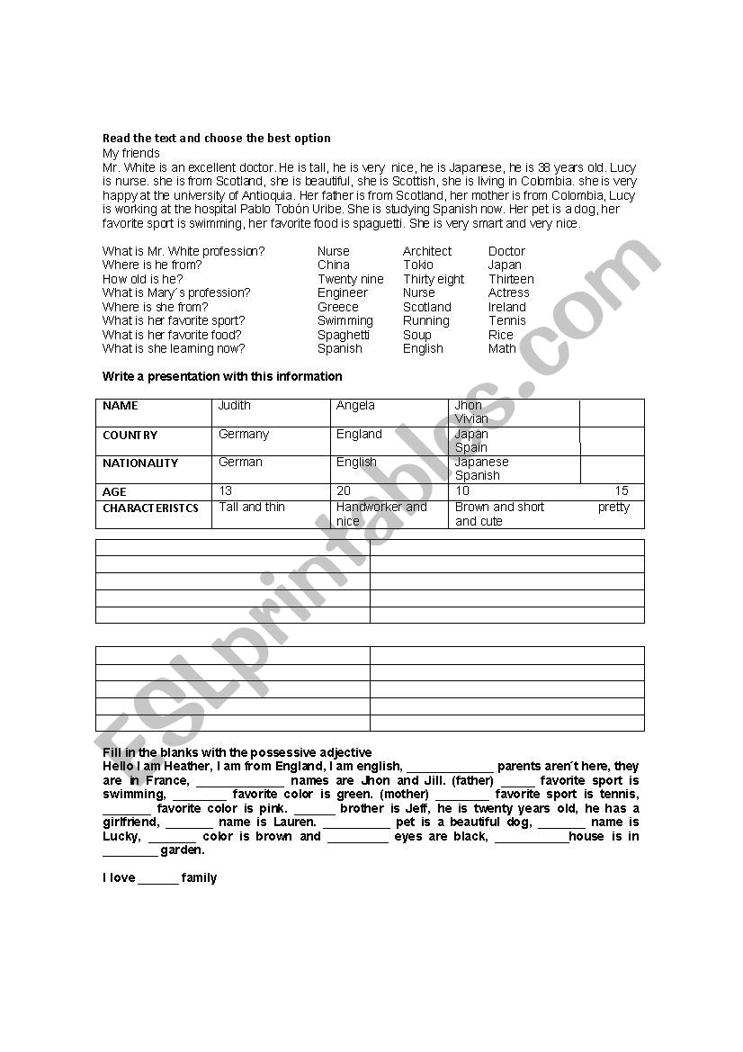 possessive worksheet