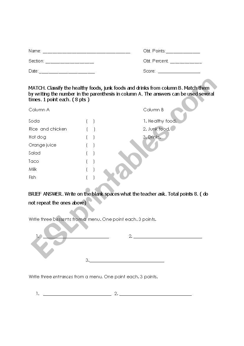 Ejemplo de examen  worksheet