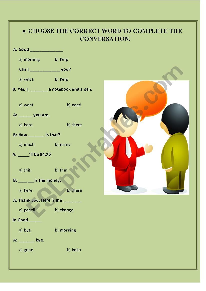 buying and selling worksheet