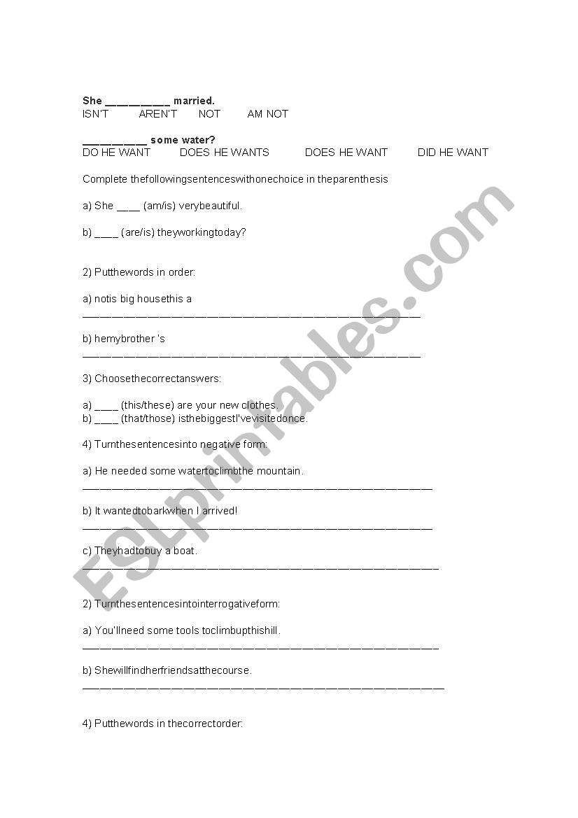 basic exercises worksheet