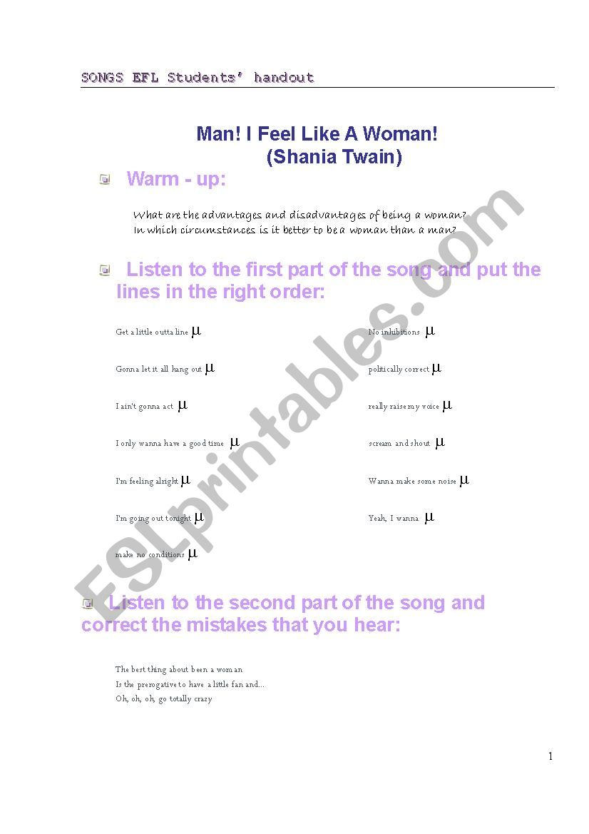 Song. Man, I feel like a woman