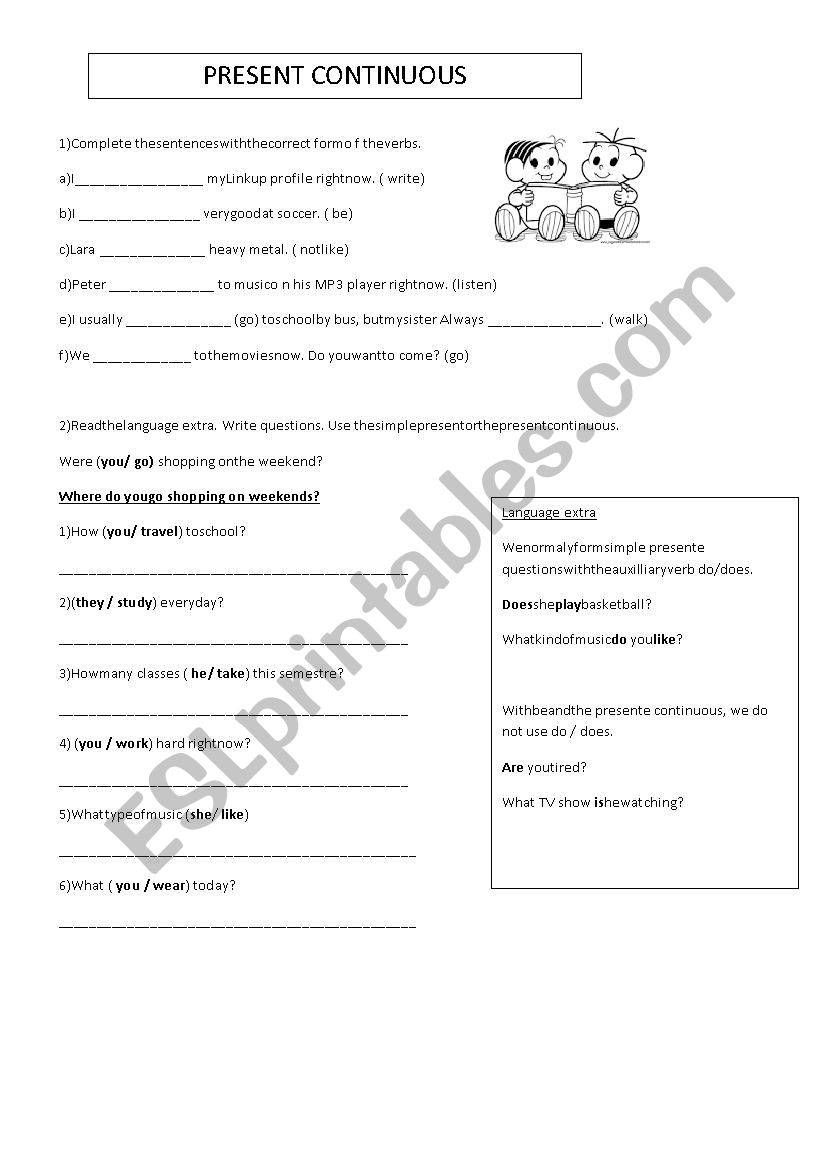 Present Continuous worksheet