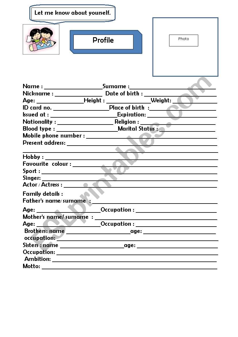 Profile worksheet