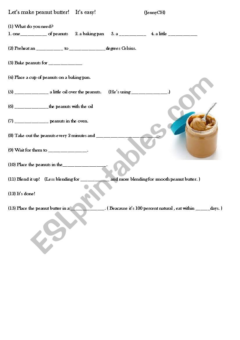 Peanut Butter Making  worksheet