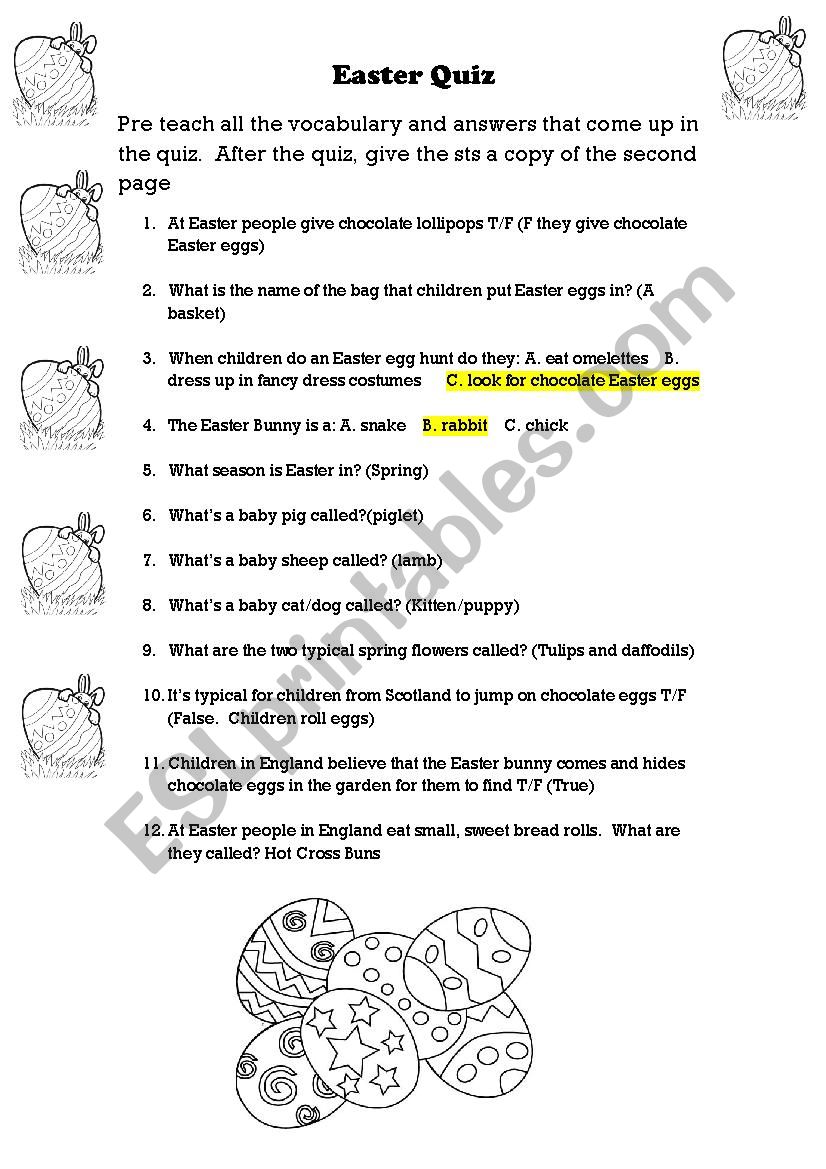 Easter Quiz worksheet