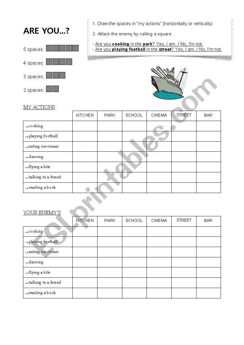 Battleship - ARE YOU...  worksheet