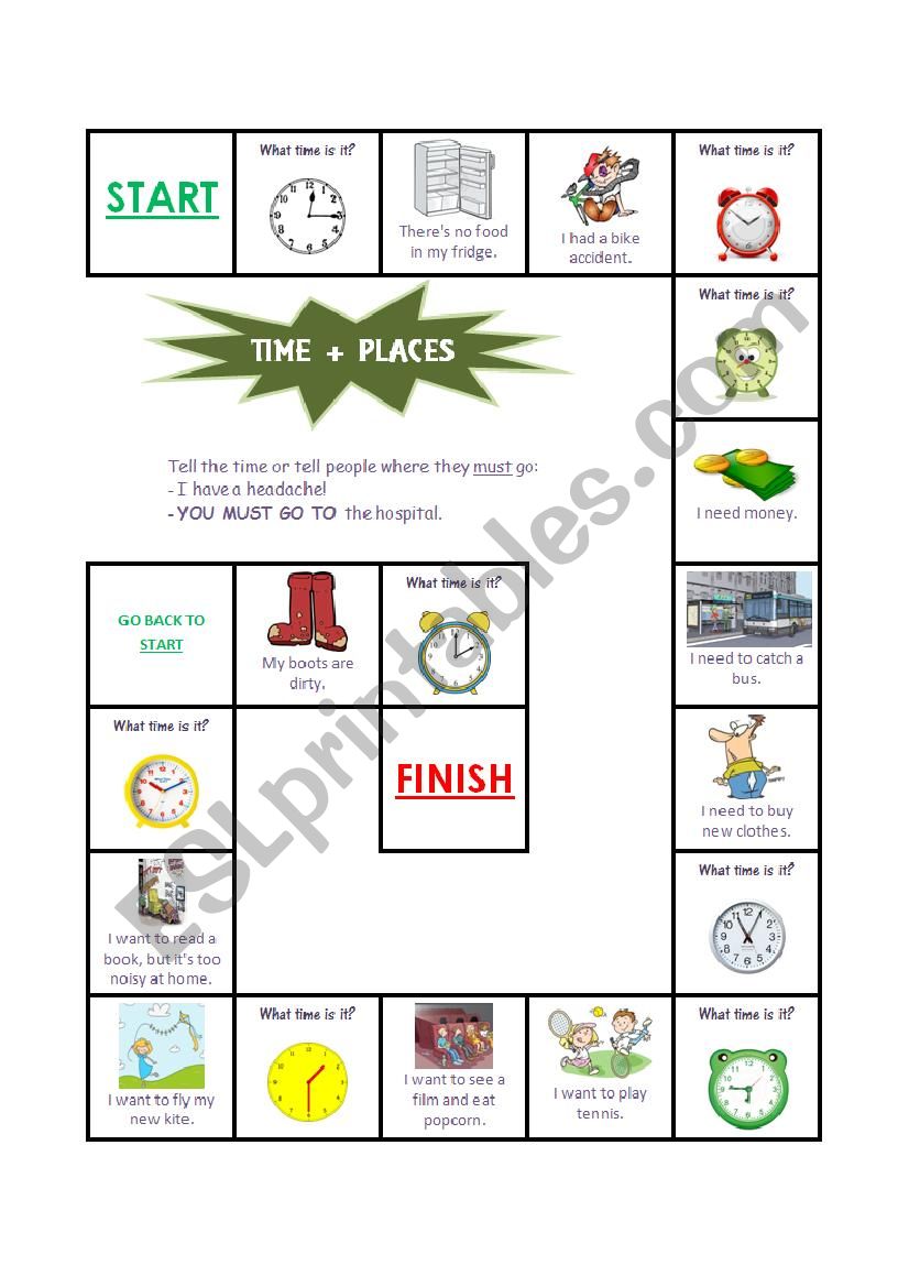 Must - Time and Places worksheet