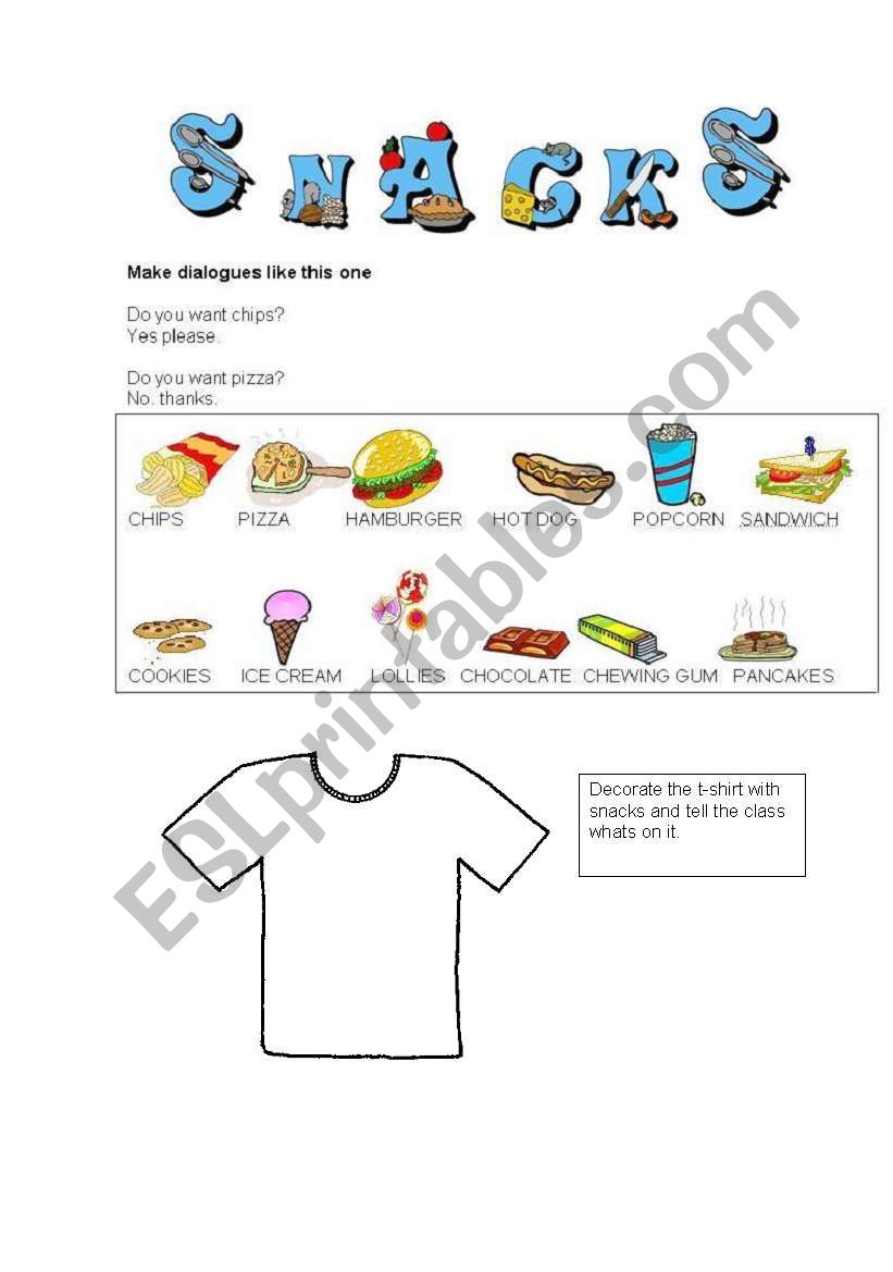 SNACKS worksheet