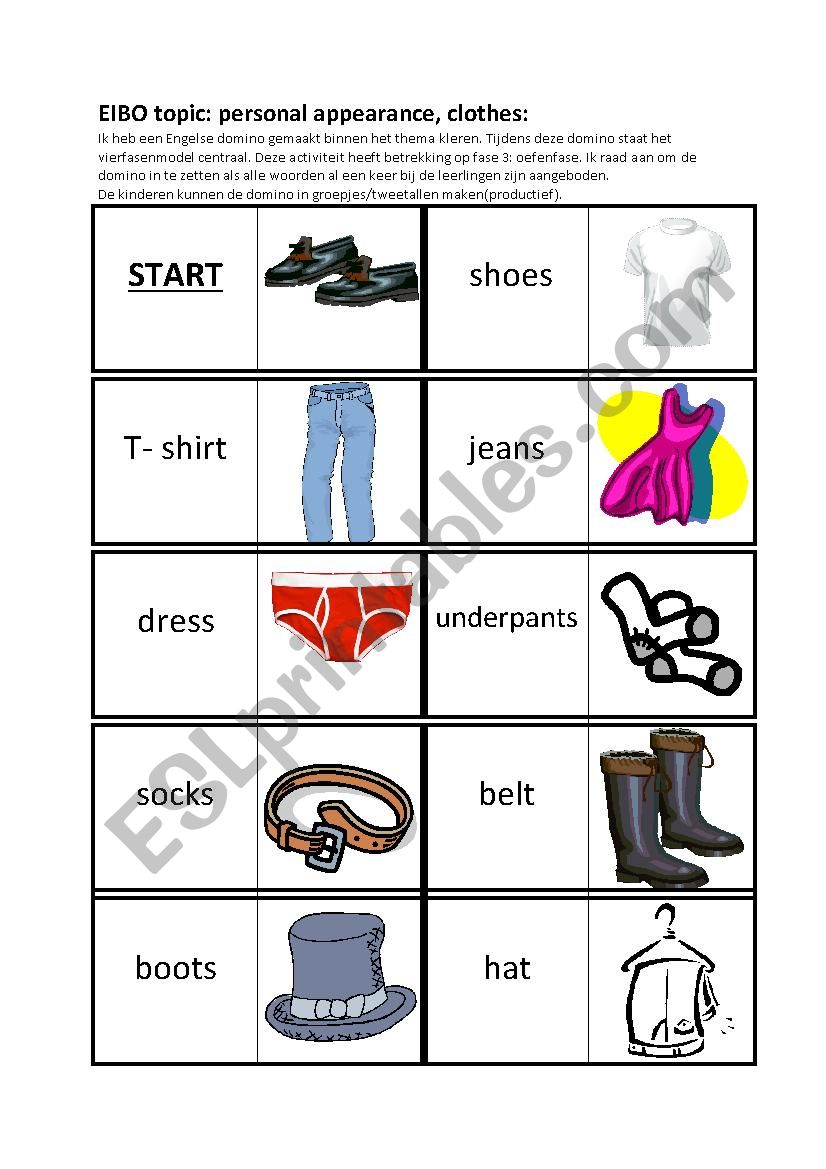 Domino Clothes worksheet