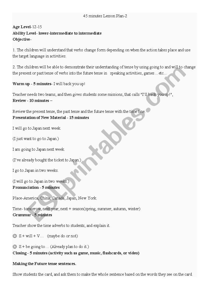 future tense worksheet