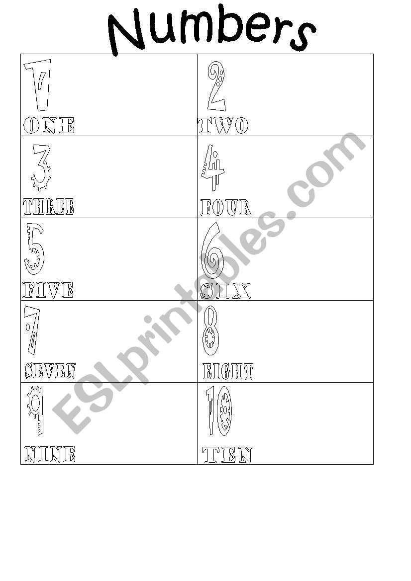 Numbers 1-10 worksheet