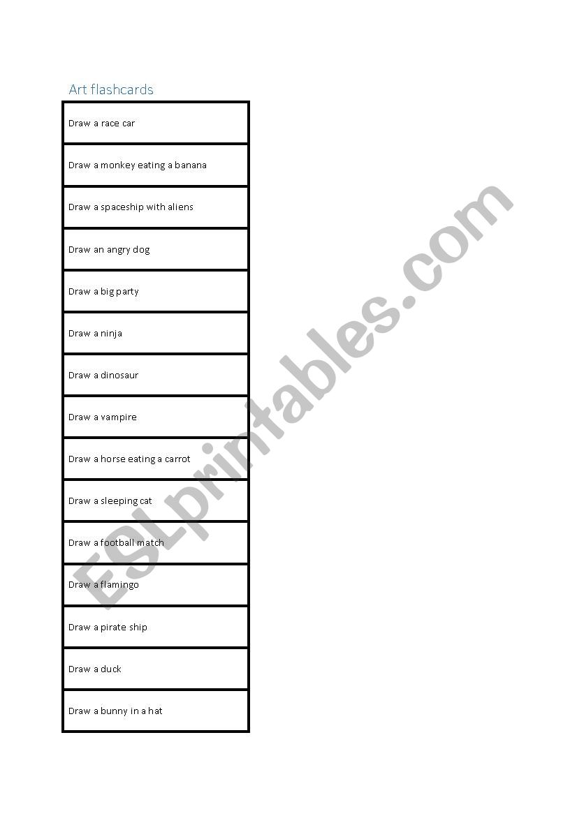 drawing cards worksheet