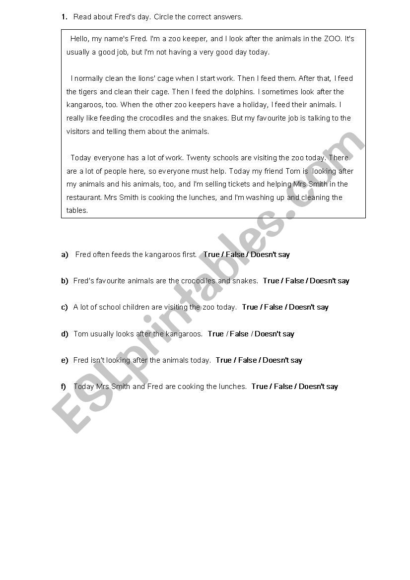 Comprehension exercises 1 worksheet
