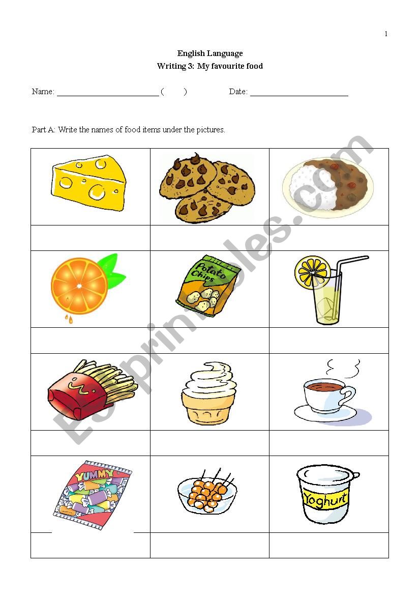 Describing food worksheet