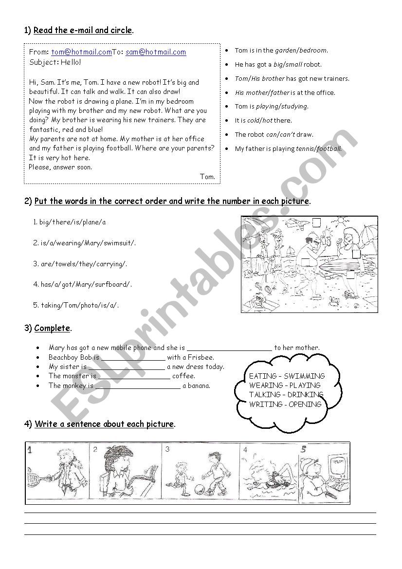 Present continuous worksheet