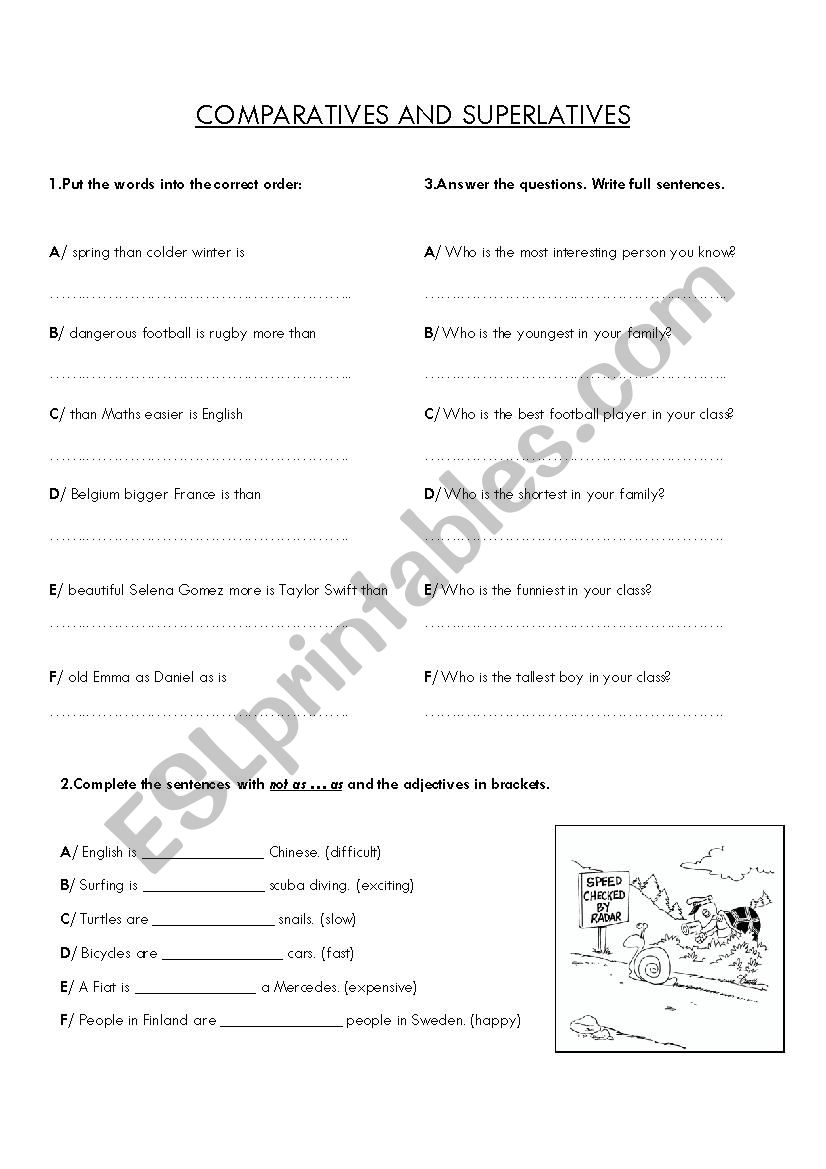 Comparatives and superlatives - exercises