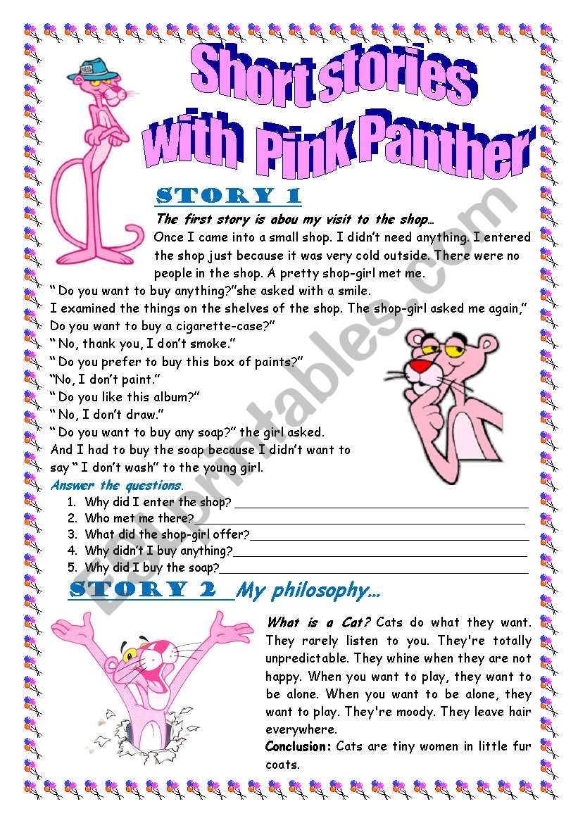 Short Stories reading (with Pink Panther)