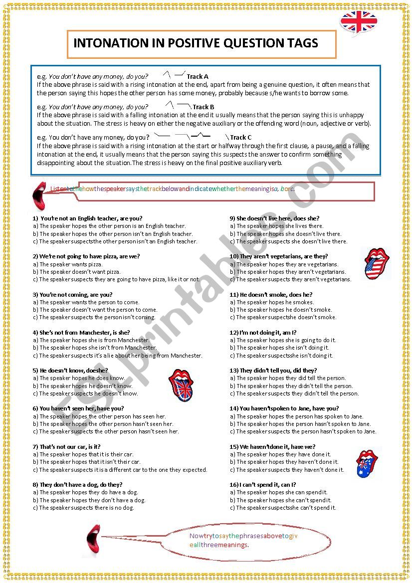 Question Tag Intonation Exercise