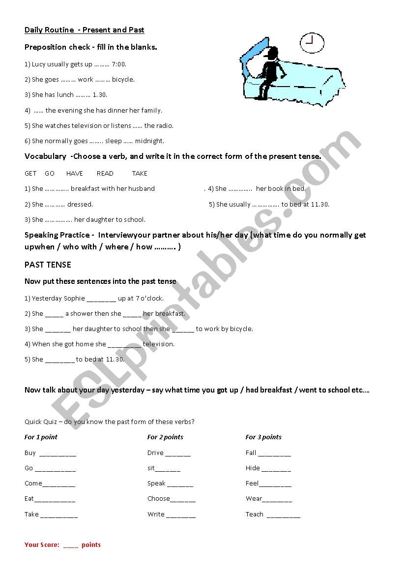 Daily routine -Present and past verbs