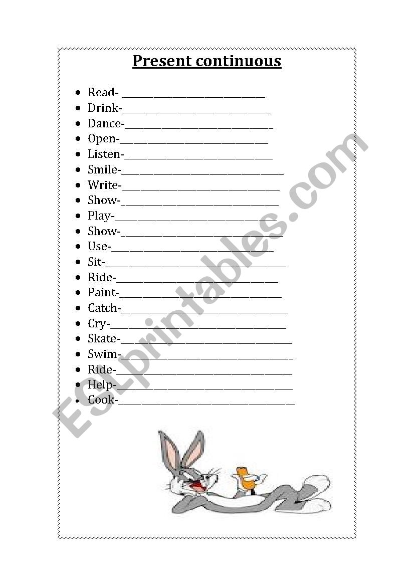 present continuous worksheet