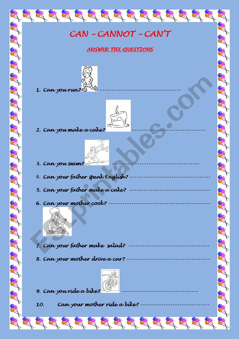 CAN-CANNOT worksheet