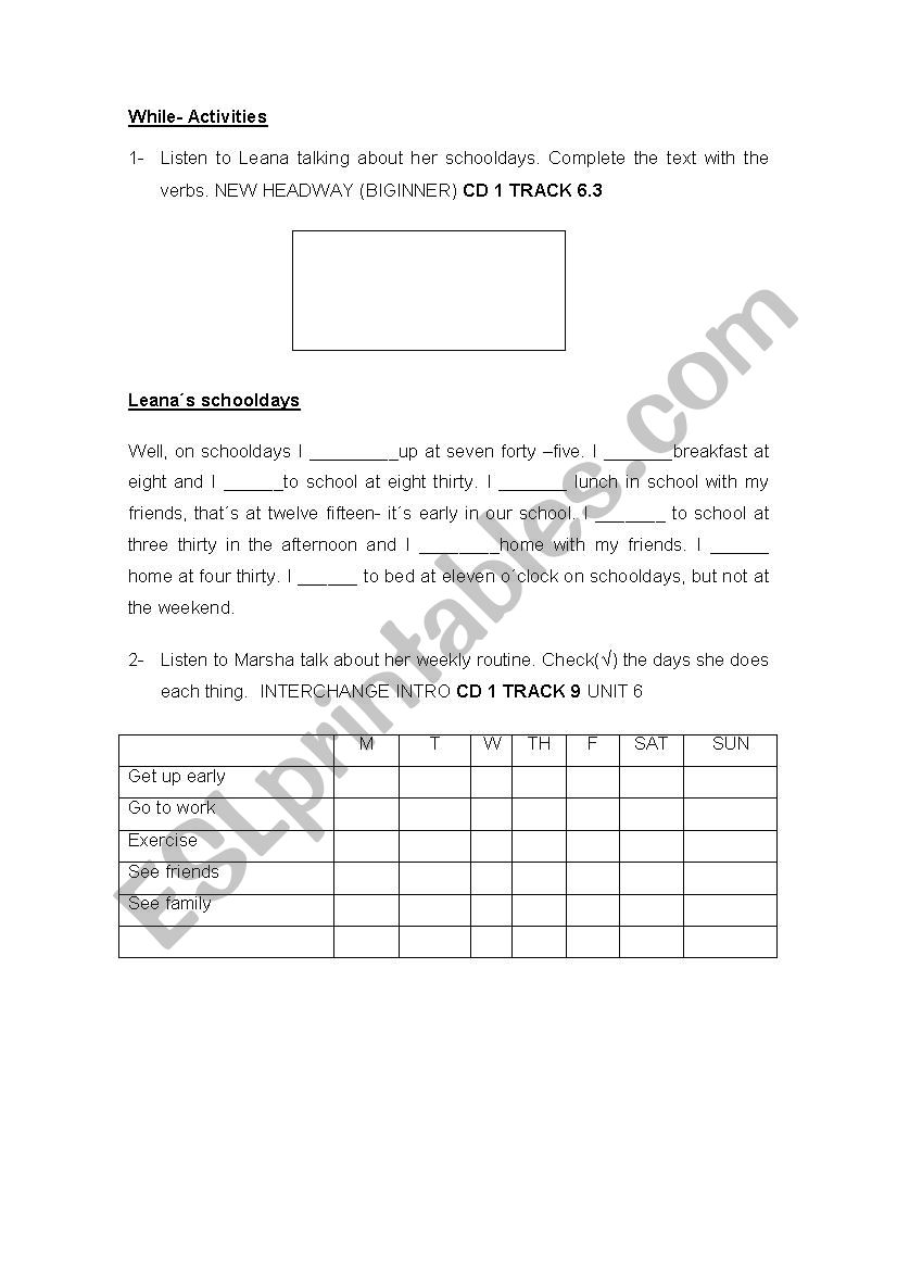 Daily Routines Listening Exercises ESL Worksheet By Amargis29 daily-routines-listening-exercises-esl-worksheet-by-amargis29