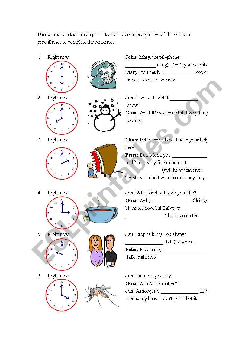 present continuous worksheet