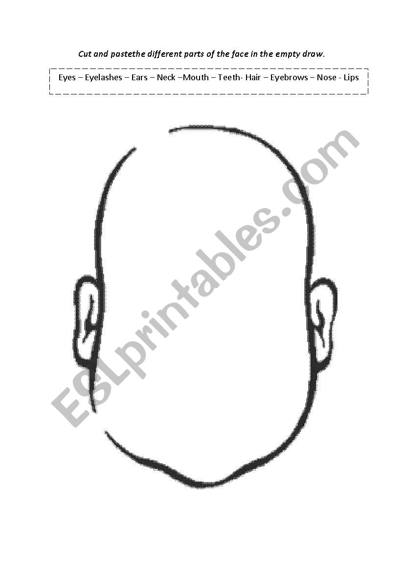 Face parts worksheet