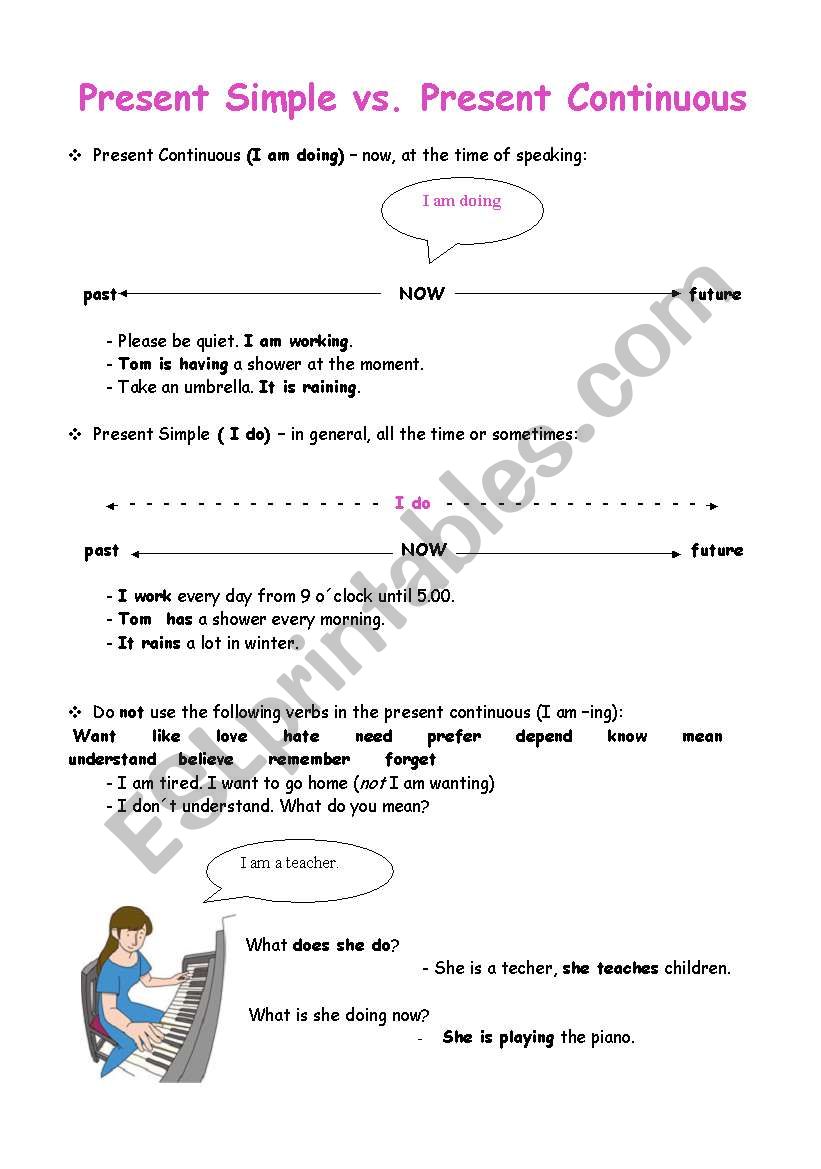 Present tenses worksheet
