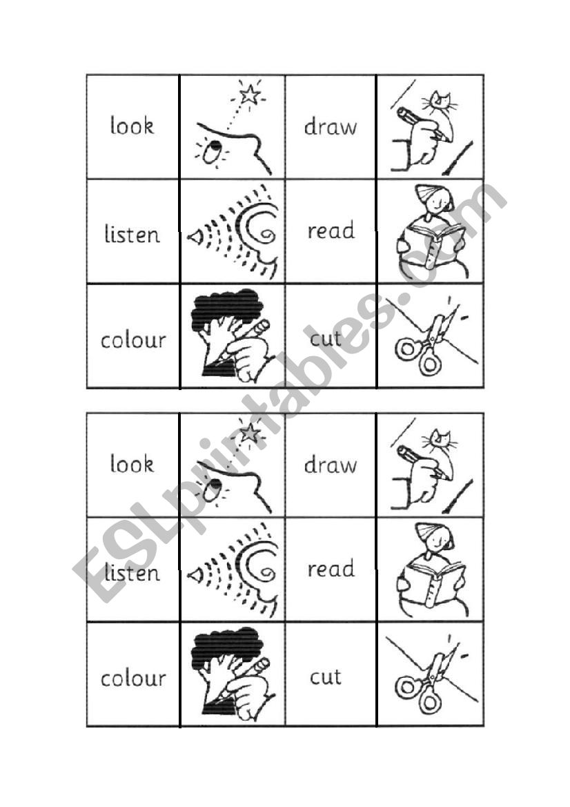 Instructions memory game worksheet