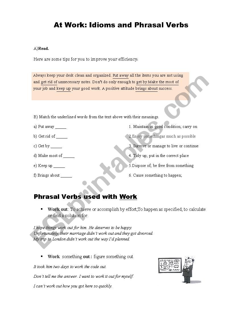 At work - Phrasal Verbs and Idioms related to work