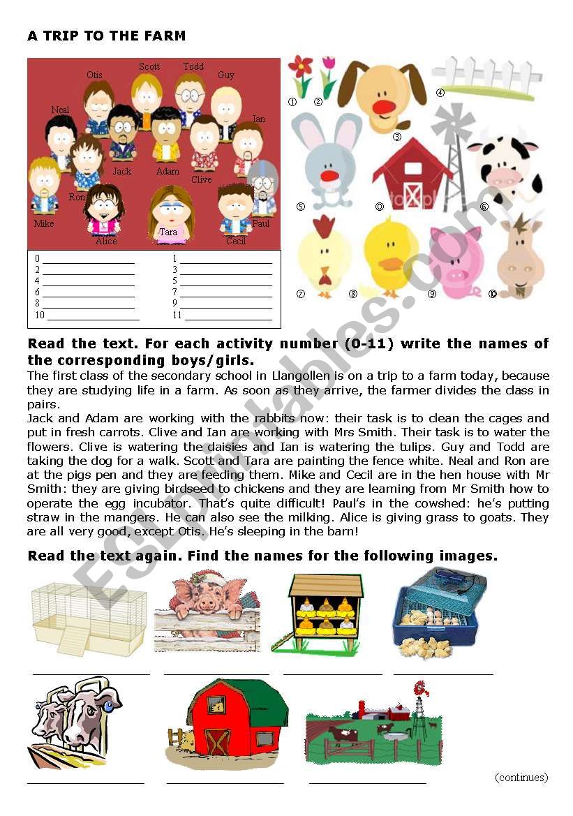 A Trip To the Farm - Part1 worksheet