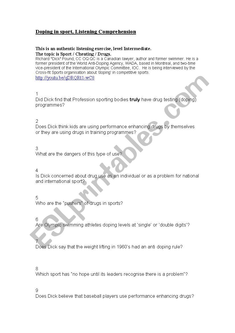 Doping in SPort worksheet