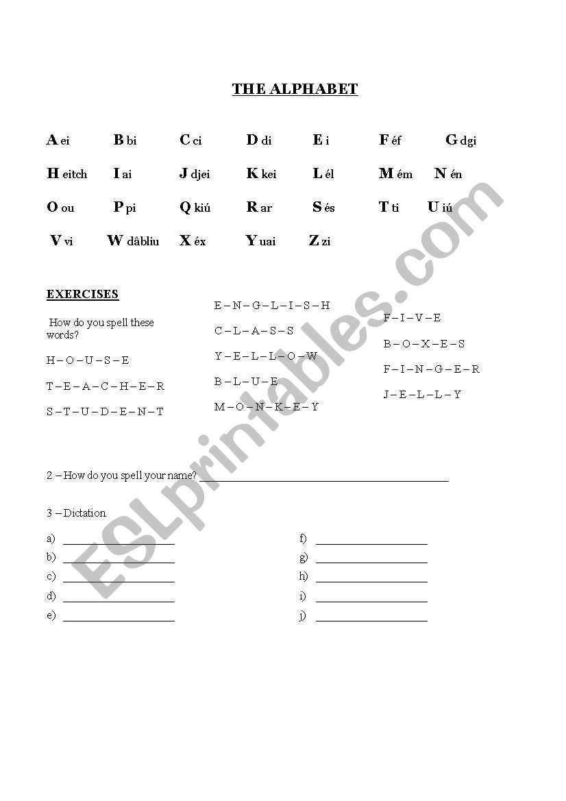 Alphabet Exercise worksheet