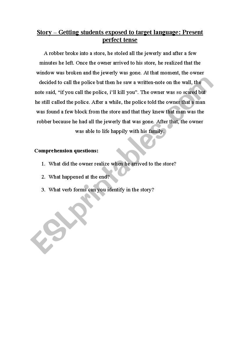 Past Perfect worksheet