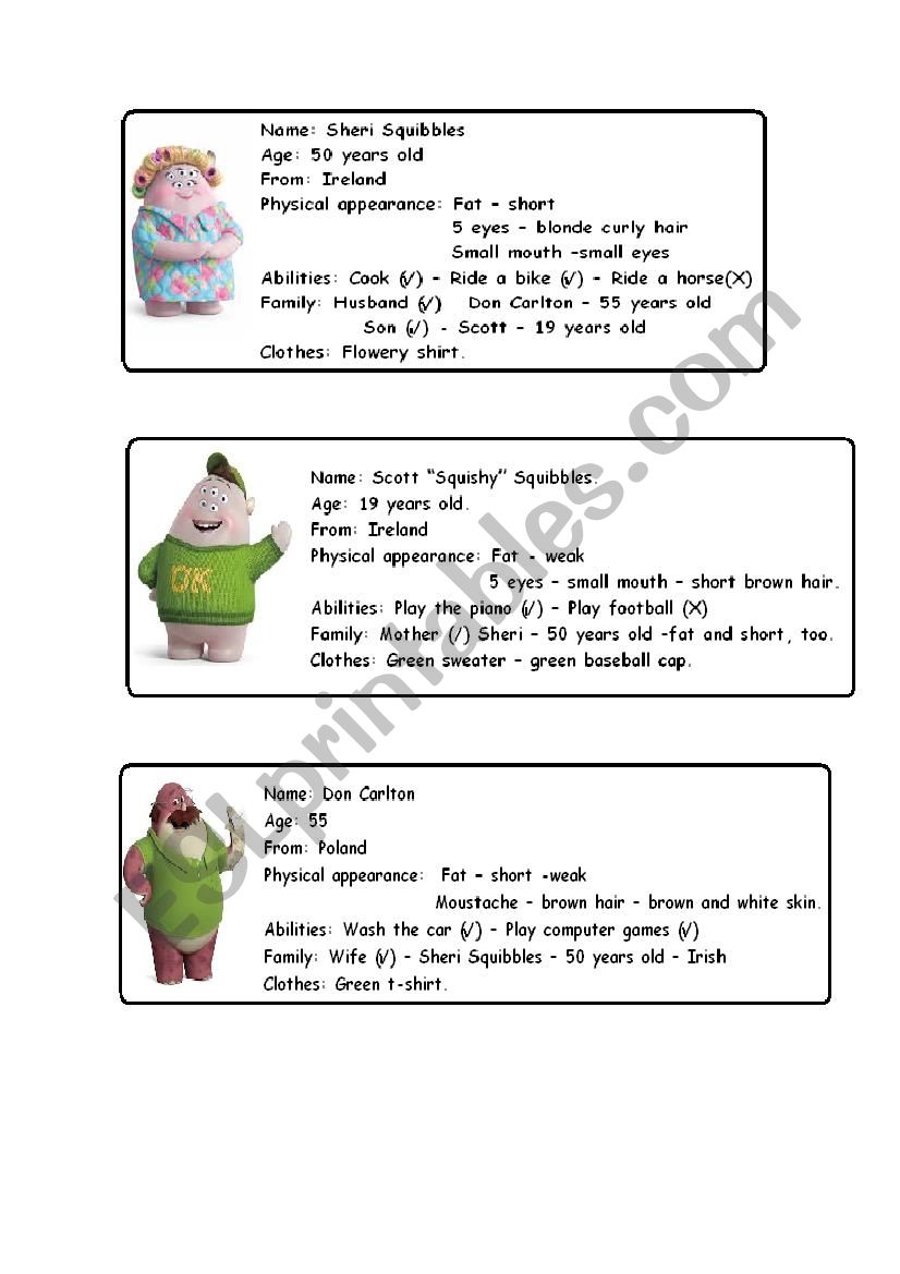  Monsters University - Cards  worksheet