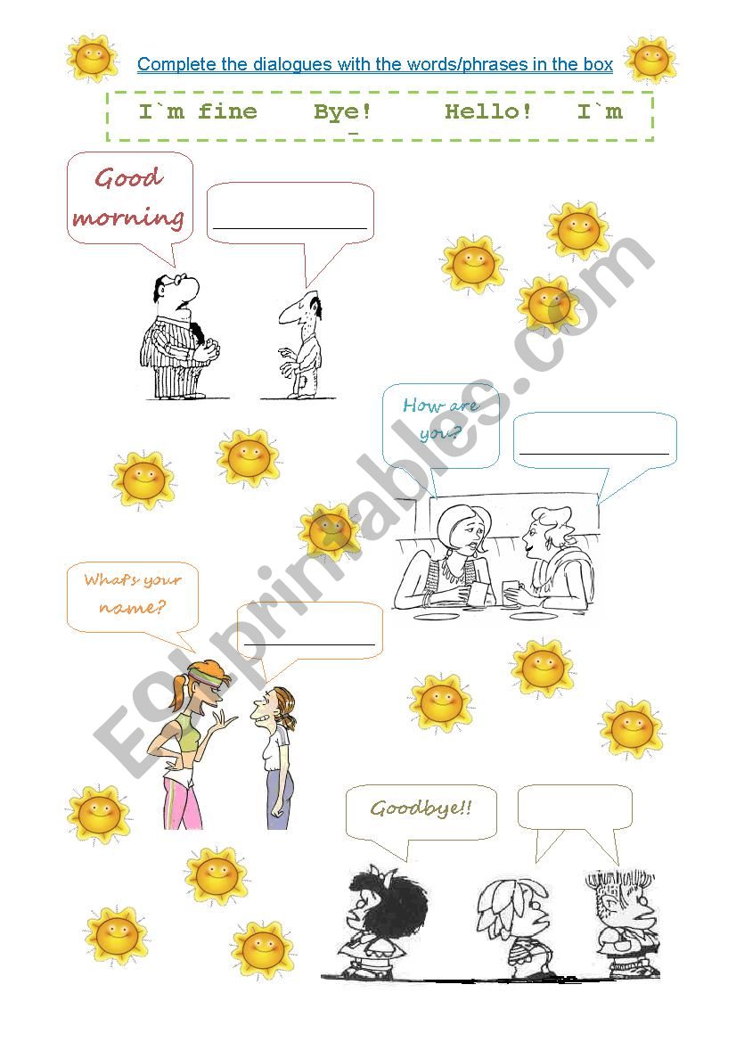 Greetings and farewells worksheet