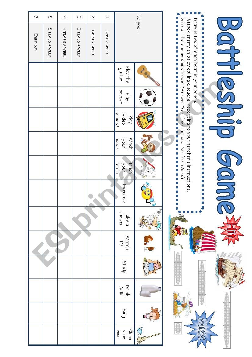 Battleship worksheet