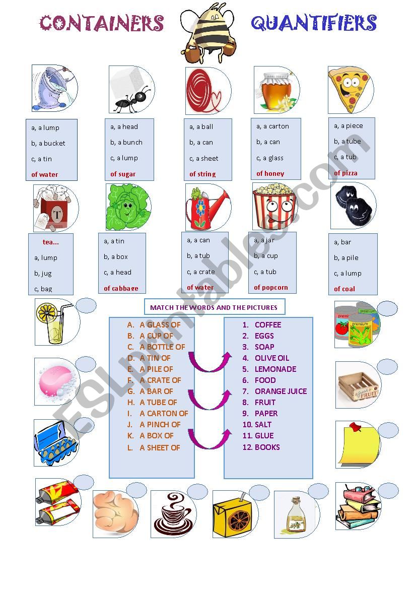 Containers count/uncount boardgame b…: English ESL worksheets pdf & doc