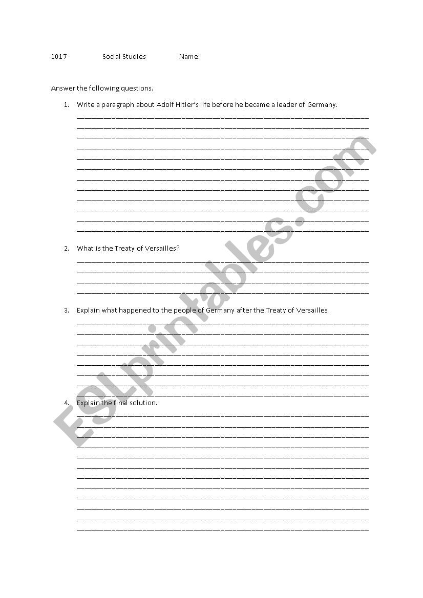 Nazi Germany Worksheet worksheet